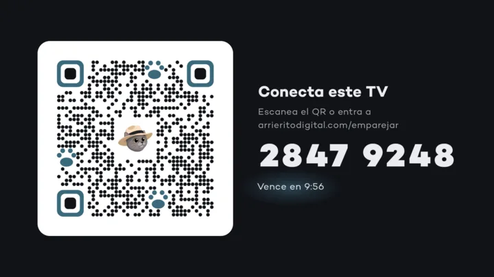 El televisor muestra el QR y el código de 8 cifras para conectarlo