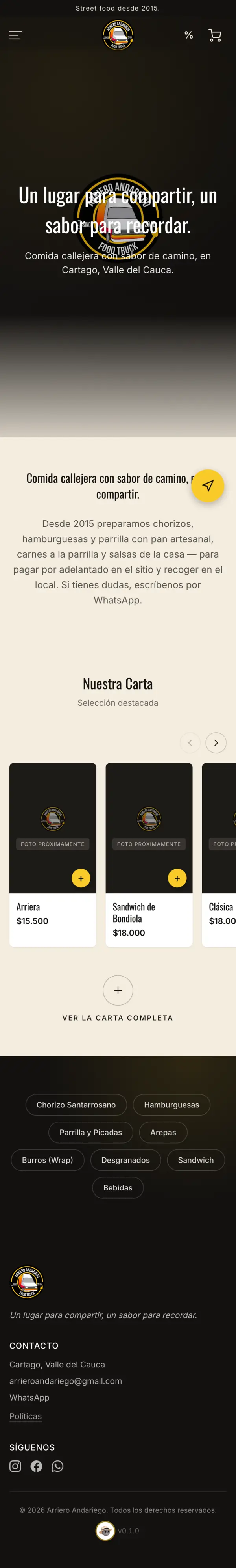 El sitio de Arriero Andariego en el celular